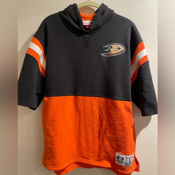 Mitchell & Ness Anaheim Ducks short sleeve hoodie Men’s Large - Picture 1 of 4